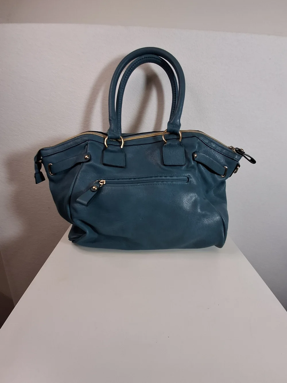 Big Buddha Teal Woven-Panel Tote with Gold Studs - Picture 3 of 14